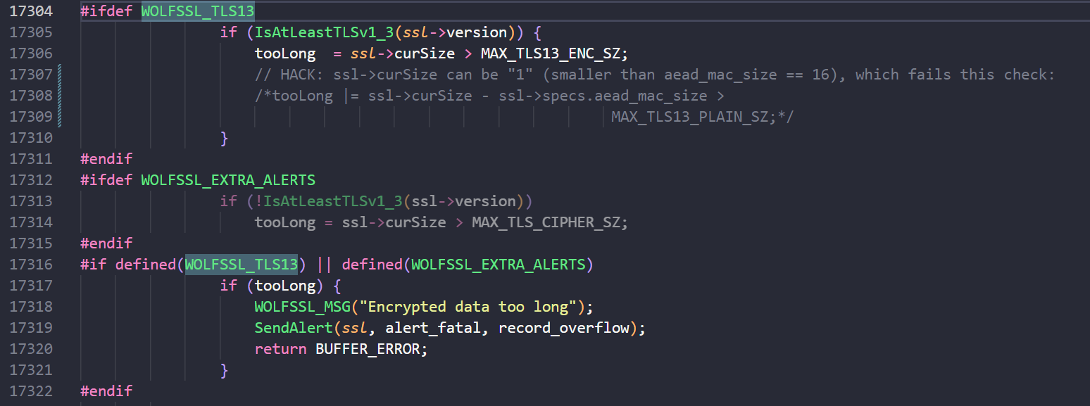 Screenshot of code in internal.c