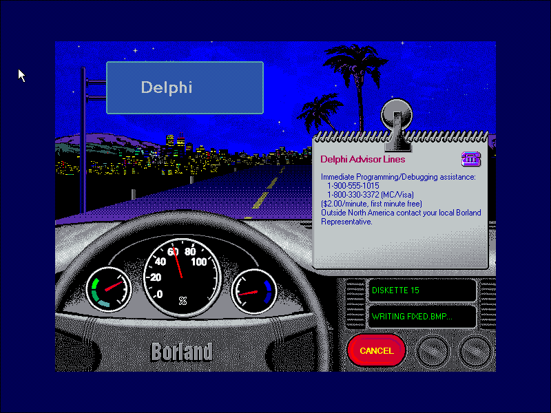 Screenshot showing Delphi Setup screen