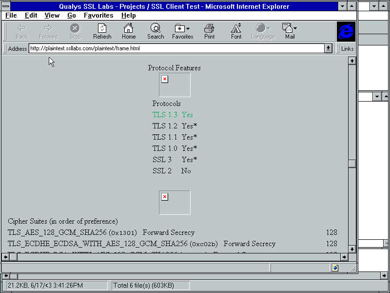 Screenshot of Qualys showing TLS 1.3 support