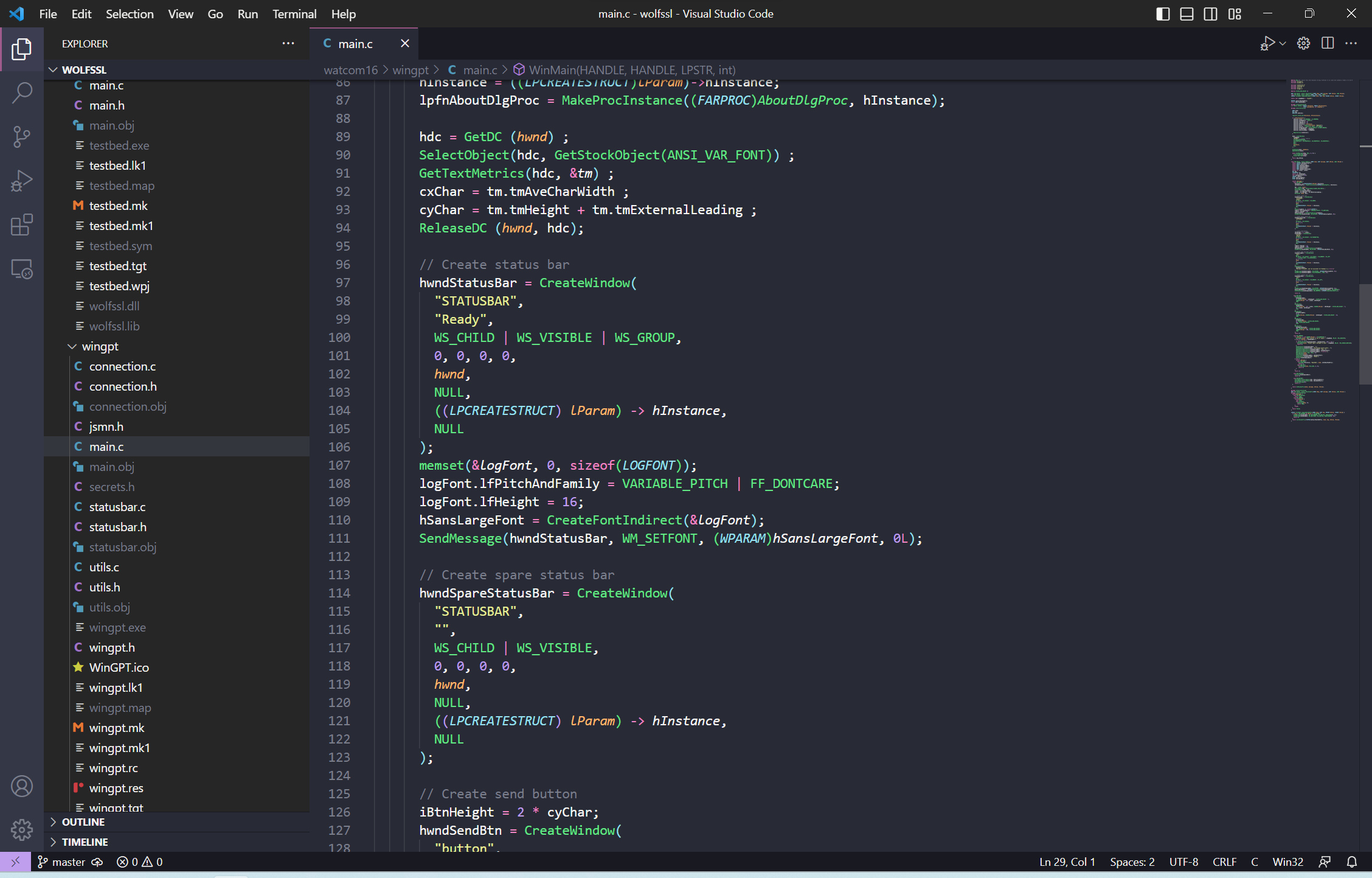 Screenshot of WinGPT GUI code